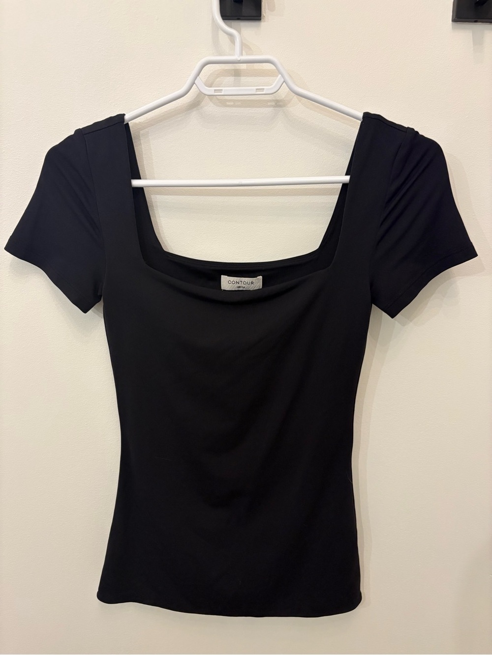 Aritzia Black Square-Neck Short Sleeve Tee